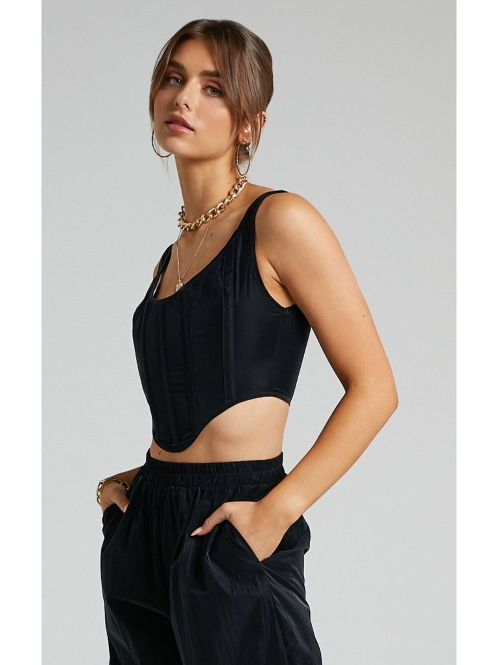 By Dyln Miller Corset Top Black Crop